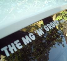 MG 'M' Group Sticker in white on an MG Maestro Turbo