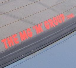 MG 'M' Group Sticker in red on an  MG Montego