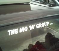 MG 'M' Group Sticker in white on a Montego Estate
