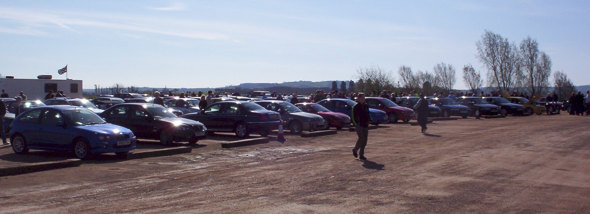 By the time the convoy sets off, the car park is full.