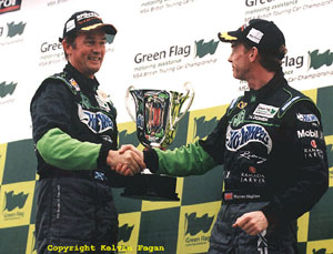 Both drivers on the podium.  Copyright Kelvin Fagan 2002