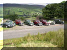 In stunning scenery, the cars gathered for a mid-morning photo call.