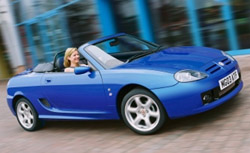 MG TF Cool Blue with optional tonneau cover